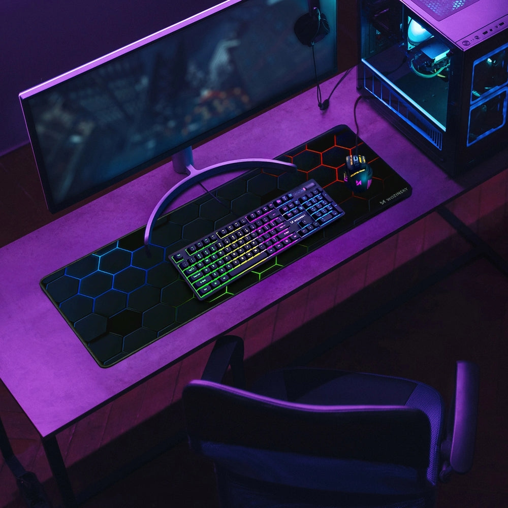 Gaming-Schreibtischunterlage wasserabweisend 30x80 cm, Wozinsky WPD-B800, Schwarz mit buntem Muster