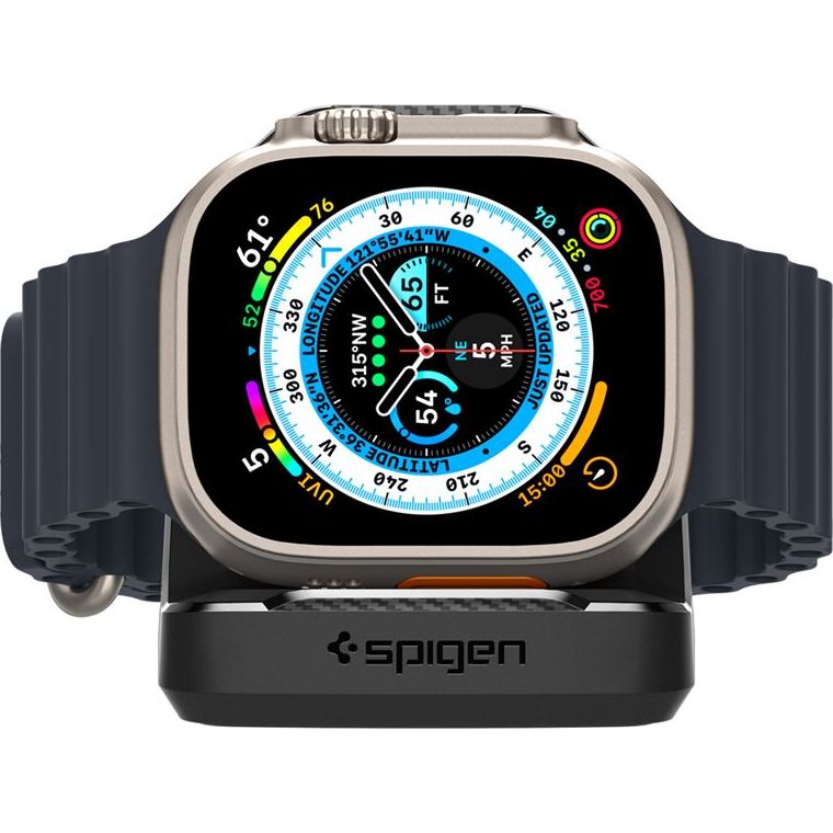 Dockingstation für Apple Watch Ladegerät, Spigen Rugged Armor Stand, Schwarz