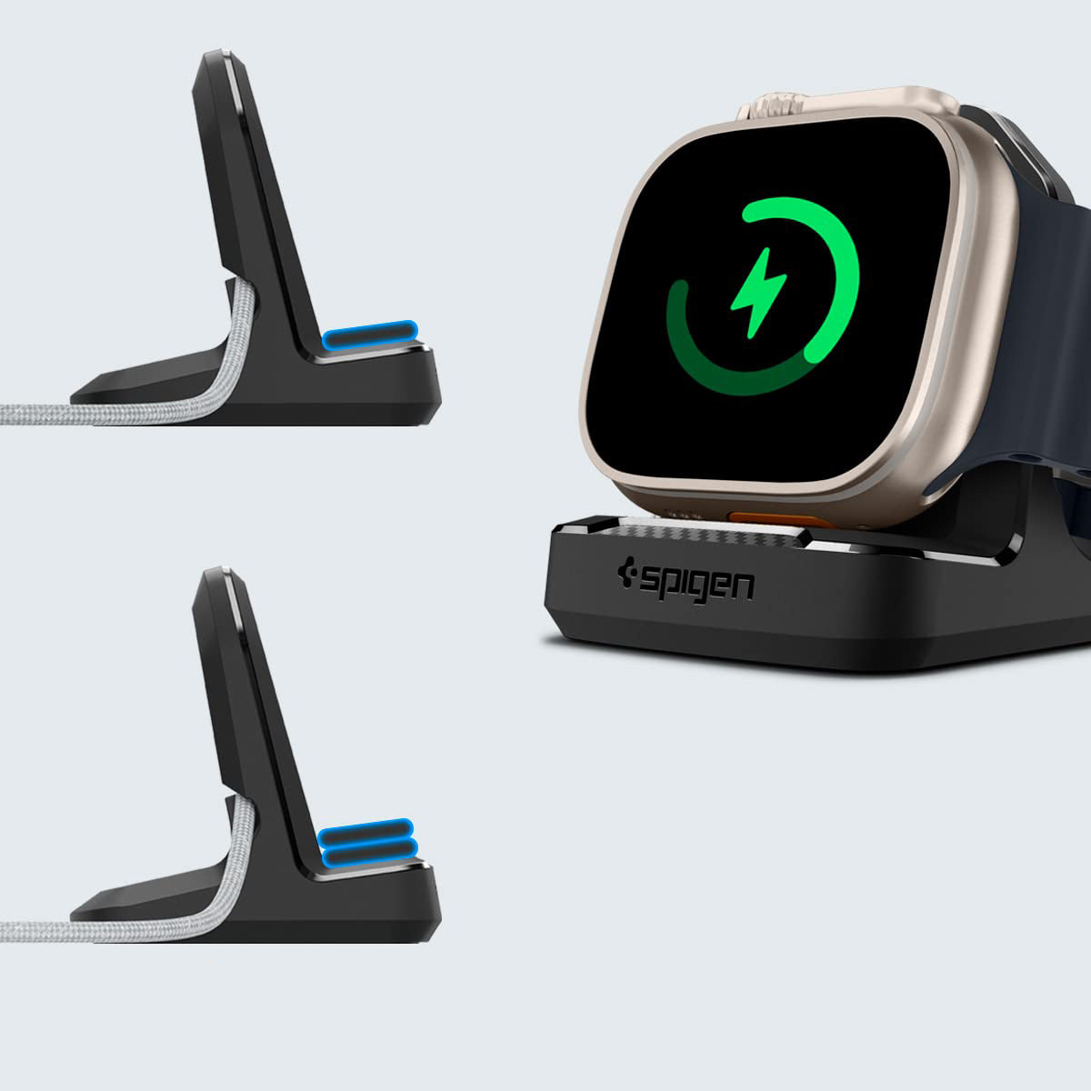 Dockingstation für Apple Watch Ladegerät, Spigen Rugged Armor Stand, Schwarz