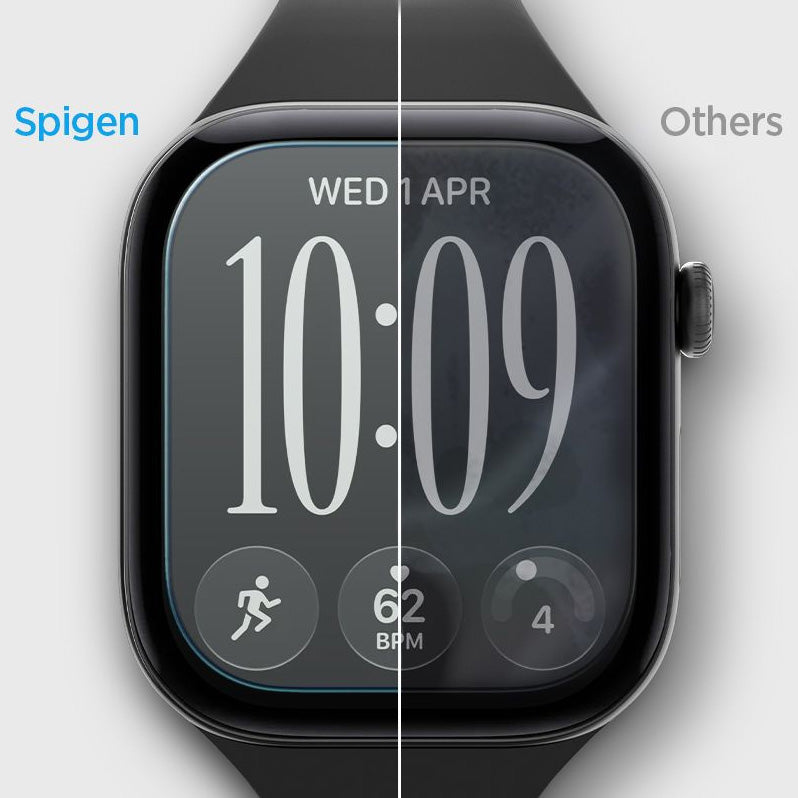 Bildschirmfolie + Applikator für Apple Watch Series 12 46mm, Spigen Elite Shield EZ Fit 2-Pack (9/10)