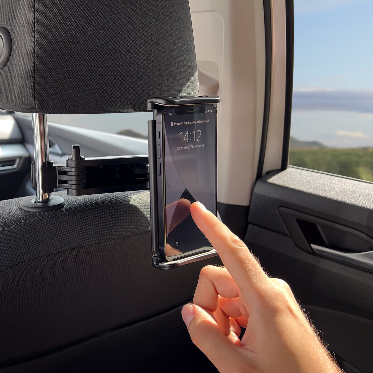 Autohalterung für Kopfstütze für Smartphone und Tablet, Wozinsky WTHBK3, Schwarz