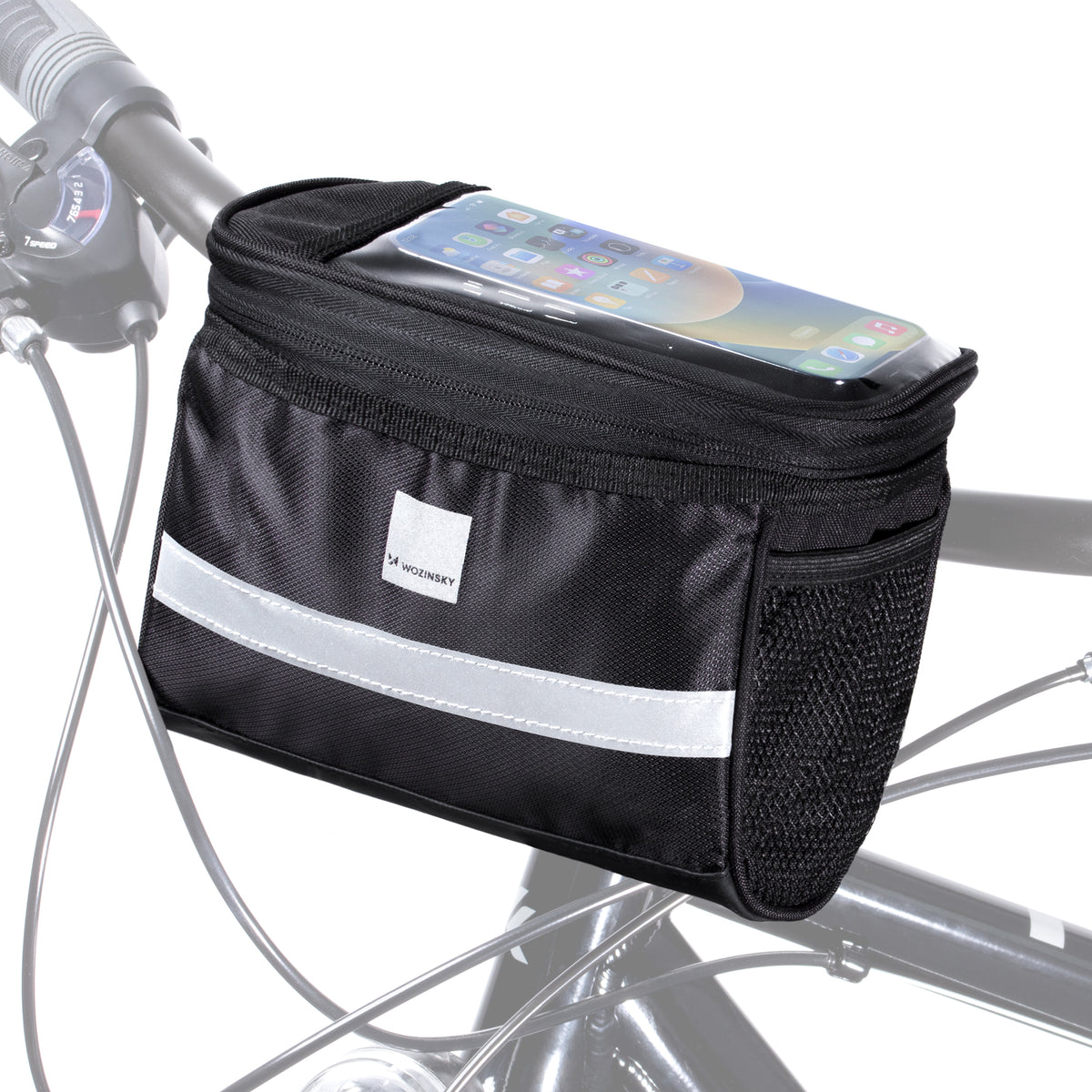 Fahrrad Lenkertasche mit Handyhalterung, Wozinsky Active WBB12BK, Schwarz