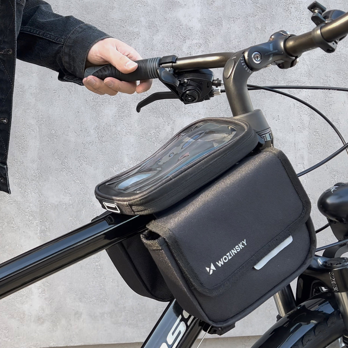 Fahrradrahmentasche mit Handyhülle, Wozinsky Active WBB26BK, Schwarz