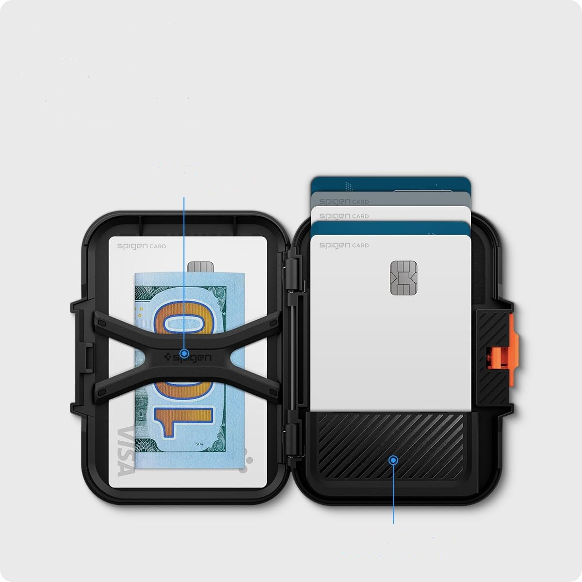 Kartenetui für iPhone 15/14/13/12, Spigen Lock Fit MagSafe Wallet, Schwarz