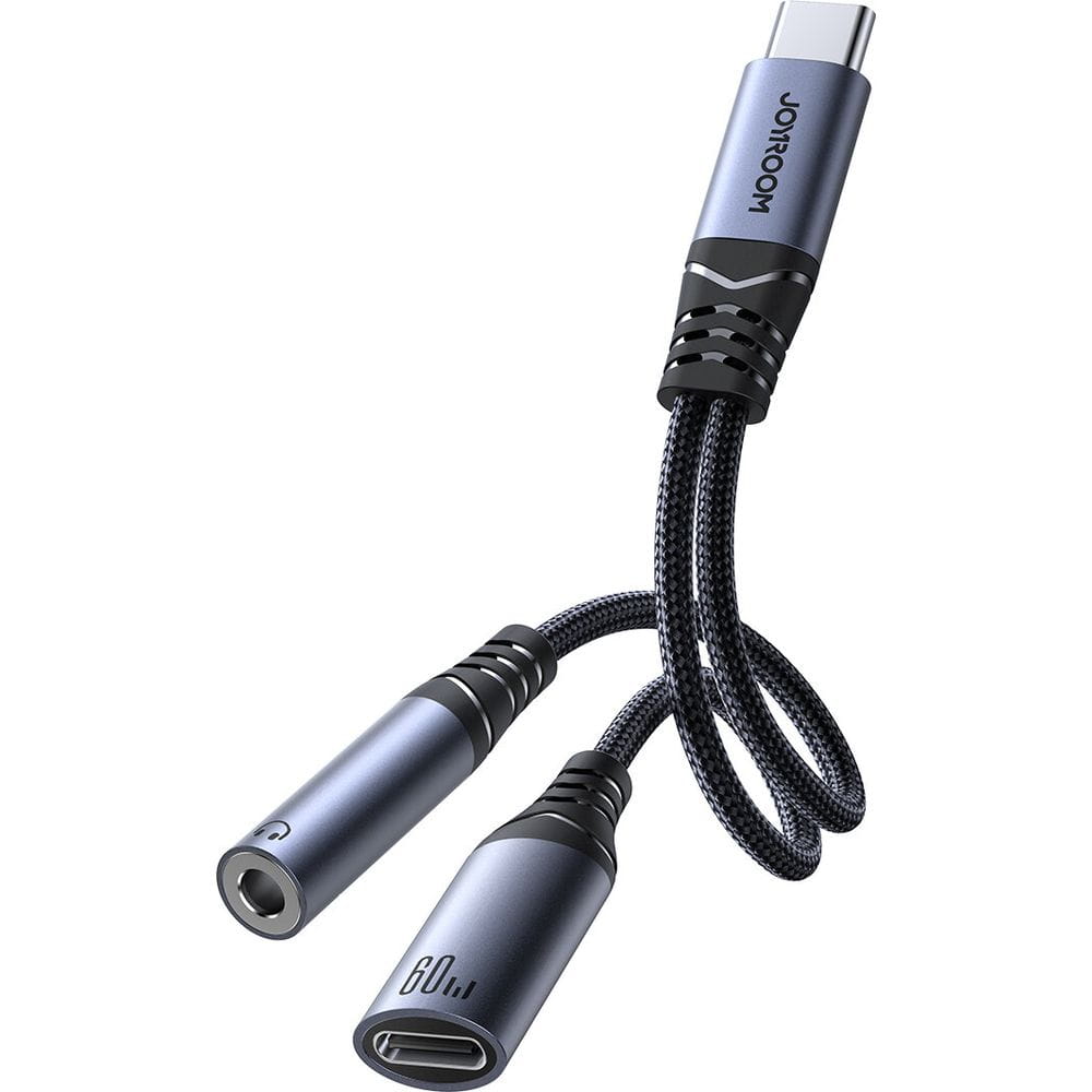 Adapter, 2-in-1 Joyroom SY-C02, USB-C - USB-C PD / Jack 3.5mm DAC, Schwarz