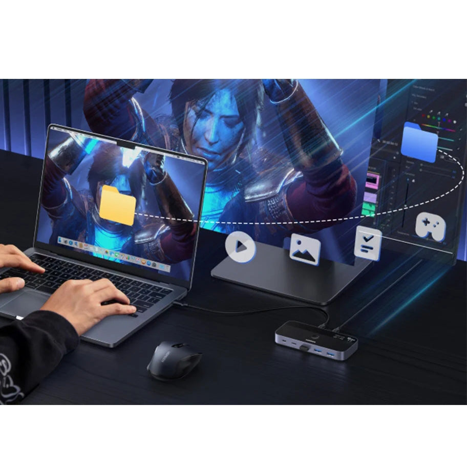 Switch, USB-Verteiler, USB 3.0, 3x USB-A, 1x USB-C, 2x USB-A, Ugreen CM662, Grau