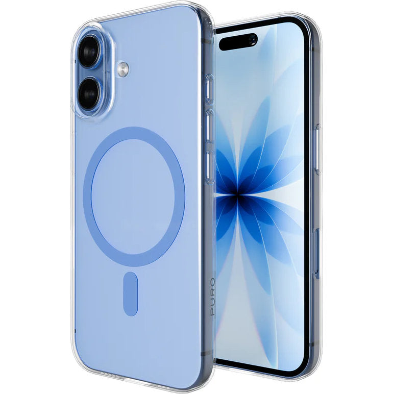 Handyhülle für iPhone 17, Puro Lite Mag Pro, Blau und Transparent