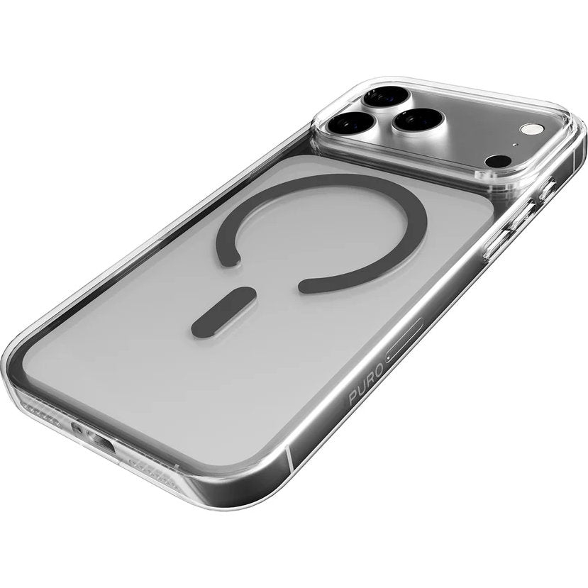 Handyhülle für iPhone 17 Pro, Puro Lite Mag Pro, Transparent-Schwarz