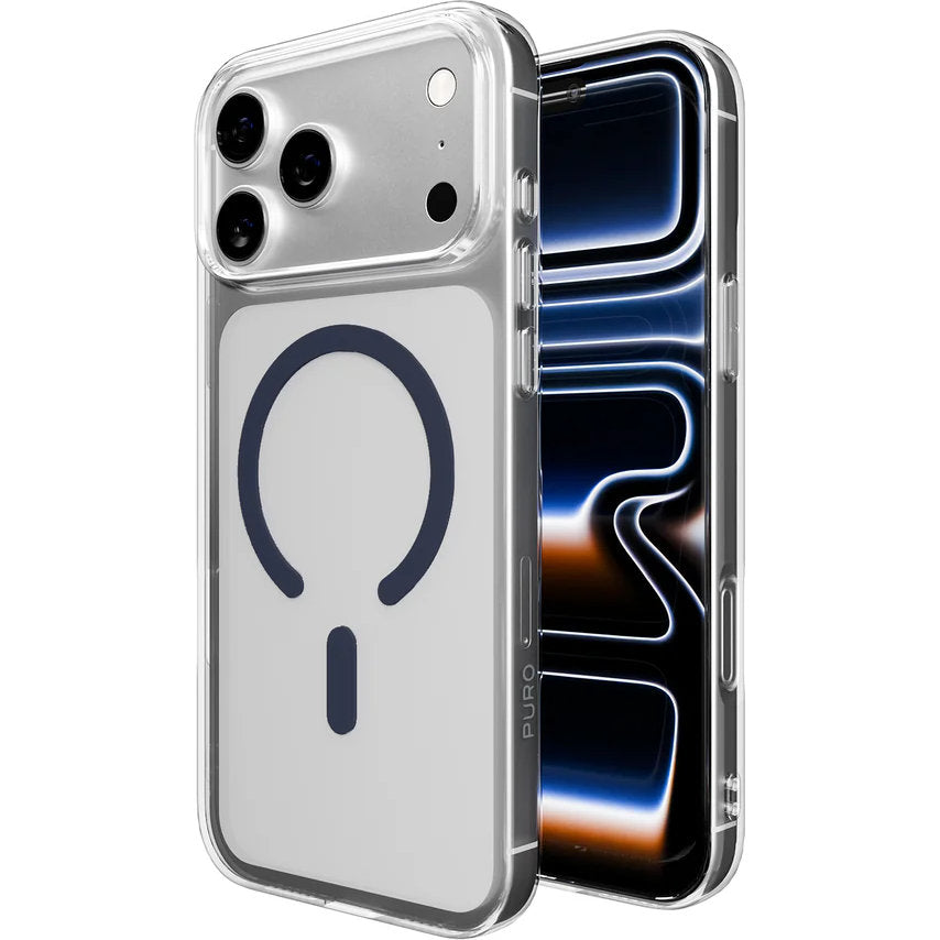 Handyhülle für iPhone 17 Pro, Puro Lite Mag Pro, Blau und Transparent