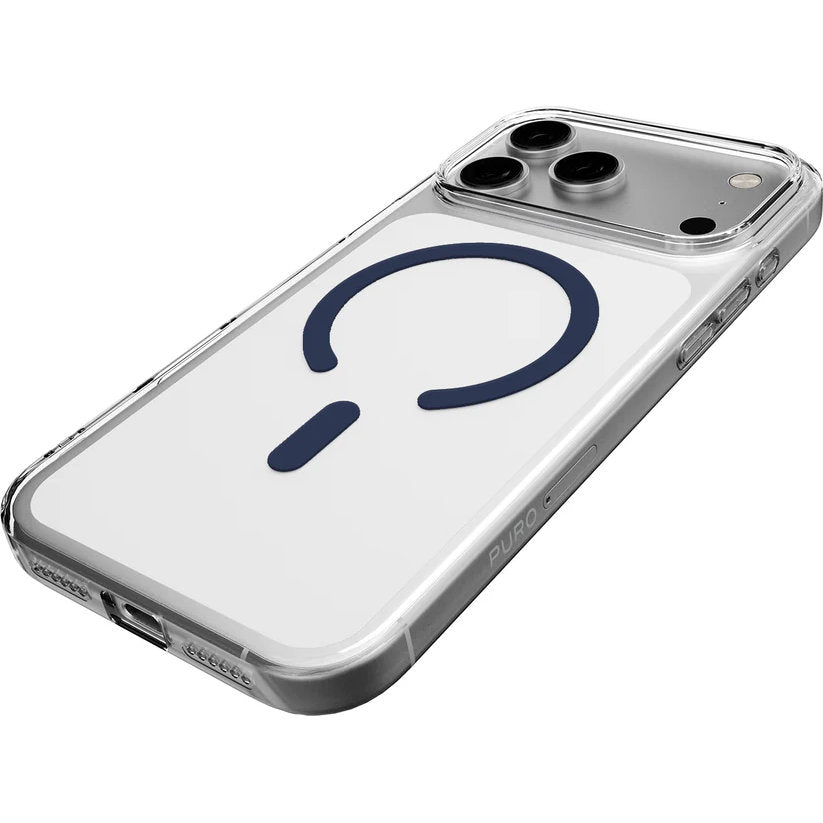 Handyhülle für iPhone 17 Pro, Puro Lite Mag Pro, Blau und Transparent