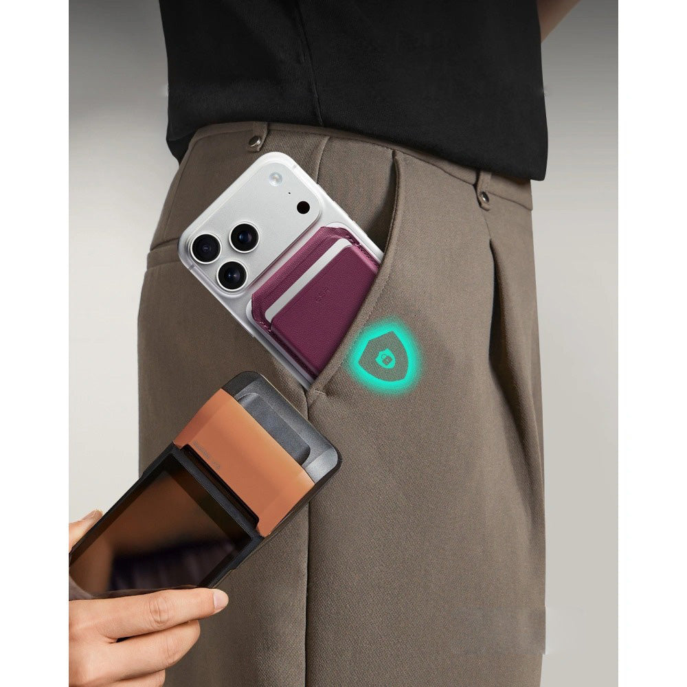 Kartenhalter mit Ständer und RFID-Schutz, ESR Magnetic Wallet Stand mit MagSafe, Dunkelrot