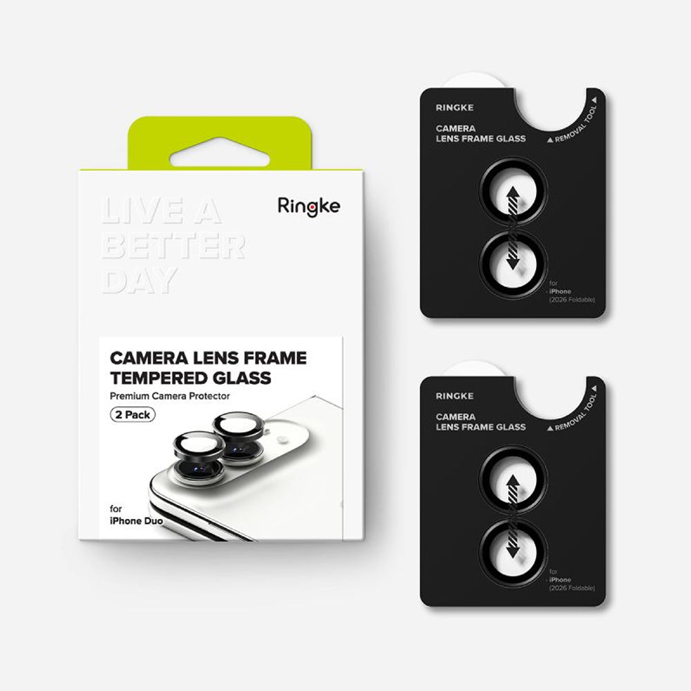 Kameraschutz für iPhone Duo, Ringke Camera Lens Frame Glass, 2-Pack, Schwarz (5/8)