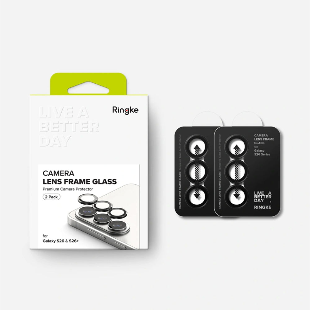 Kameraschutz für Galaxy S26 / S26 Plus, Ringke Camera Lens Frame Glass, 2-Pack, Schwarz