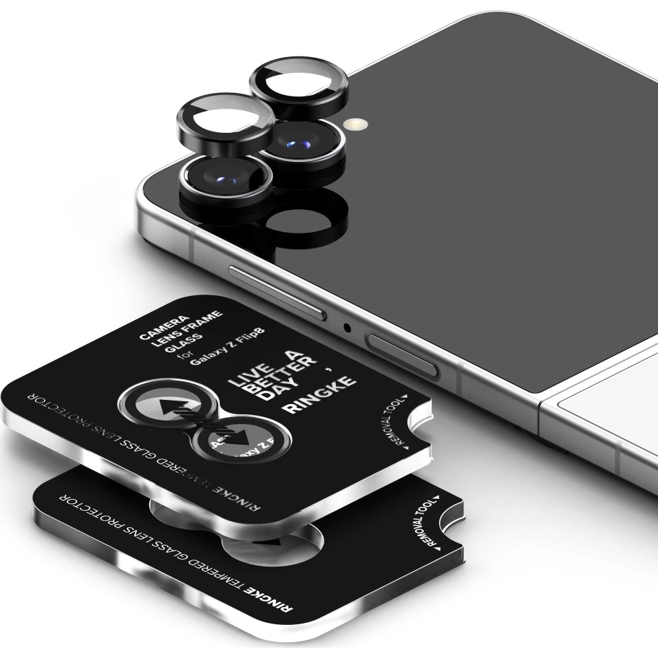 Kameraschutz für Galaxy Z Flip8, Ringke Camera Lens Frame Glass, 2-Pack, Schwarz