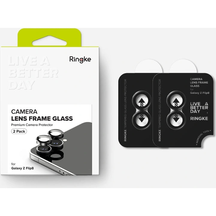 Kameraschutz für Galaxy Z Flip8, Ringke Camera Lens Frame Glass, 2-Pack, Schwarz