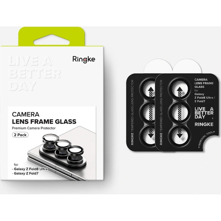 Kameraschutz für Galaxy Z Fold8 Ultra / Z Fold7, Ringke Camera Lens Frame Glass, 2-Pack, Schwarz