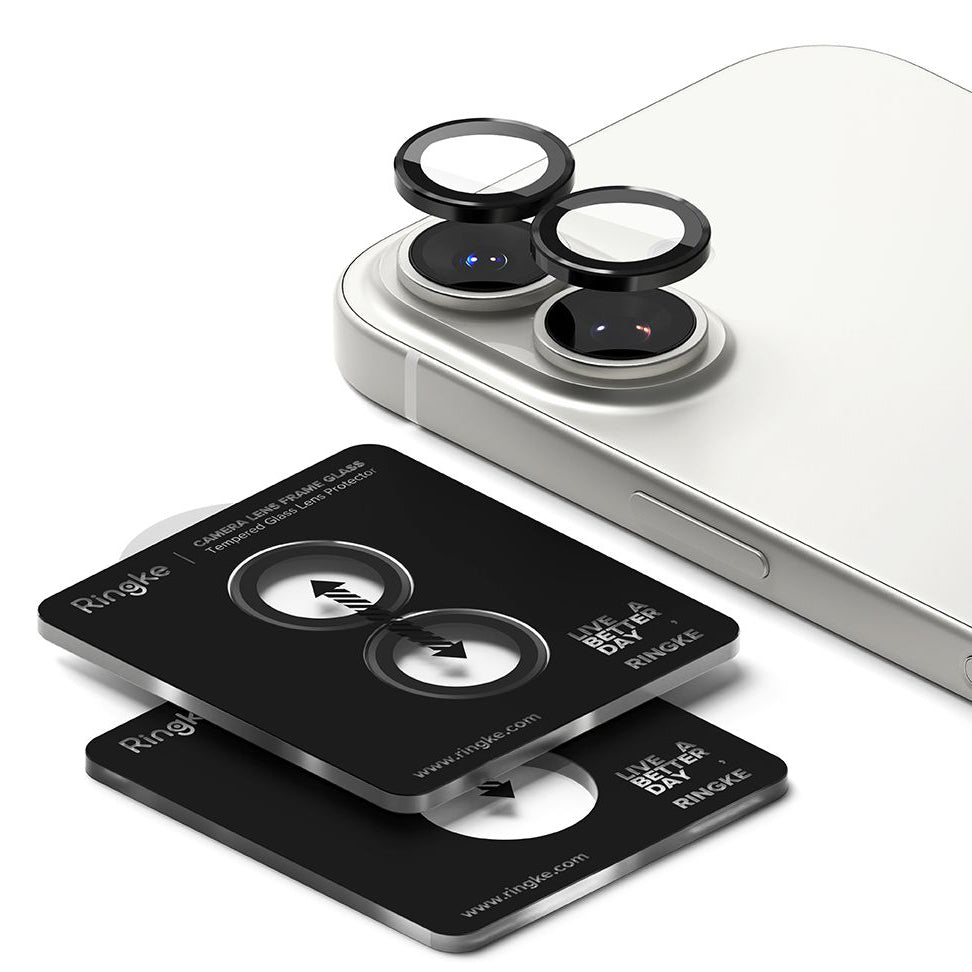 Kameraschutz für iPhone 17, Ringke Camera Lens Frame Glass, 2-Pack, Schwarz und Transparent