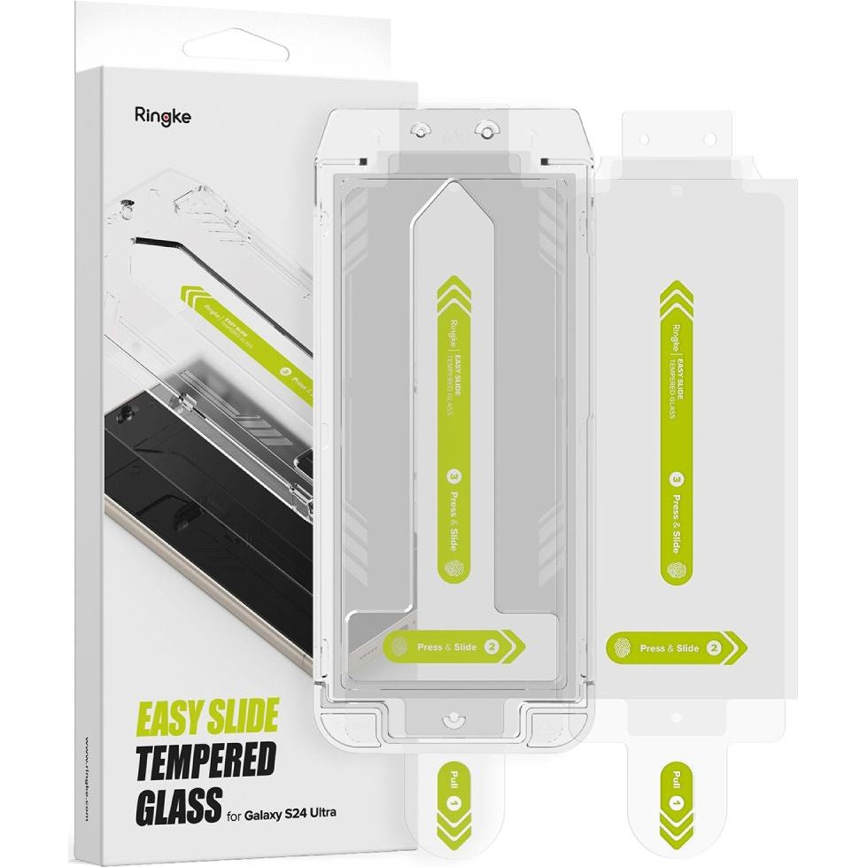 Gehärtetes Bildschirmglas mit Applikator für Galaxy S24 Ultra, Ringke Easy Slide, 2 Stück