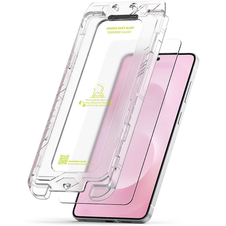 Gehärtetes Bildschirmglas mit Applikator für Galaxy S25 Edge, Ringke Easy Slide, Transparent, 2 Stück