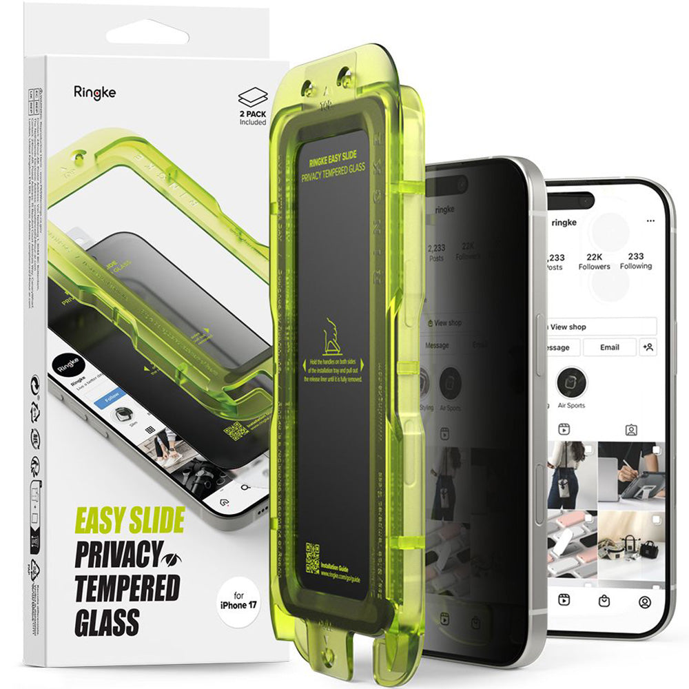 Sichtschutzglas mit Applikator für iPhone 17, Ringke Easy Slide Privacy, 2 Stück