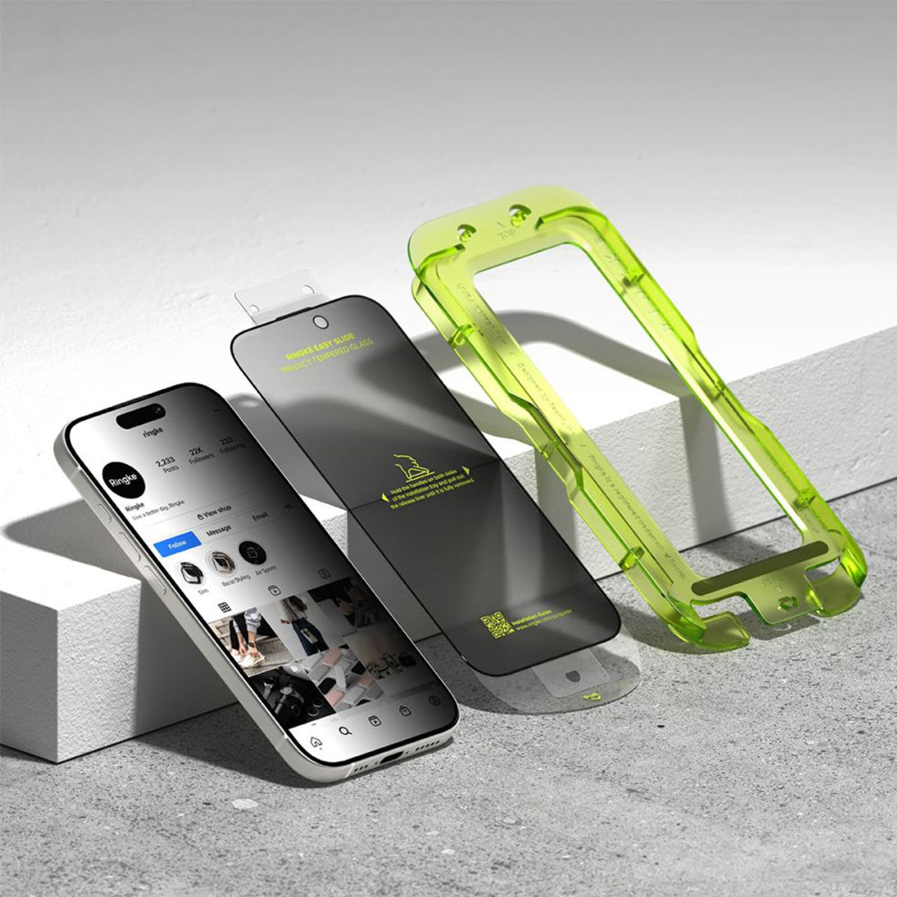 Sichtschutzglas mit Applikator für iPhone 17, Ringke Easy Slide Privacy, 2 Stück