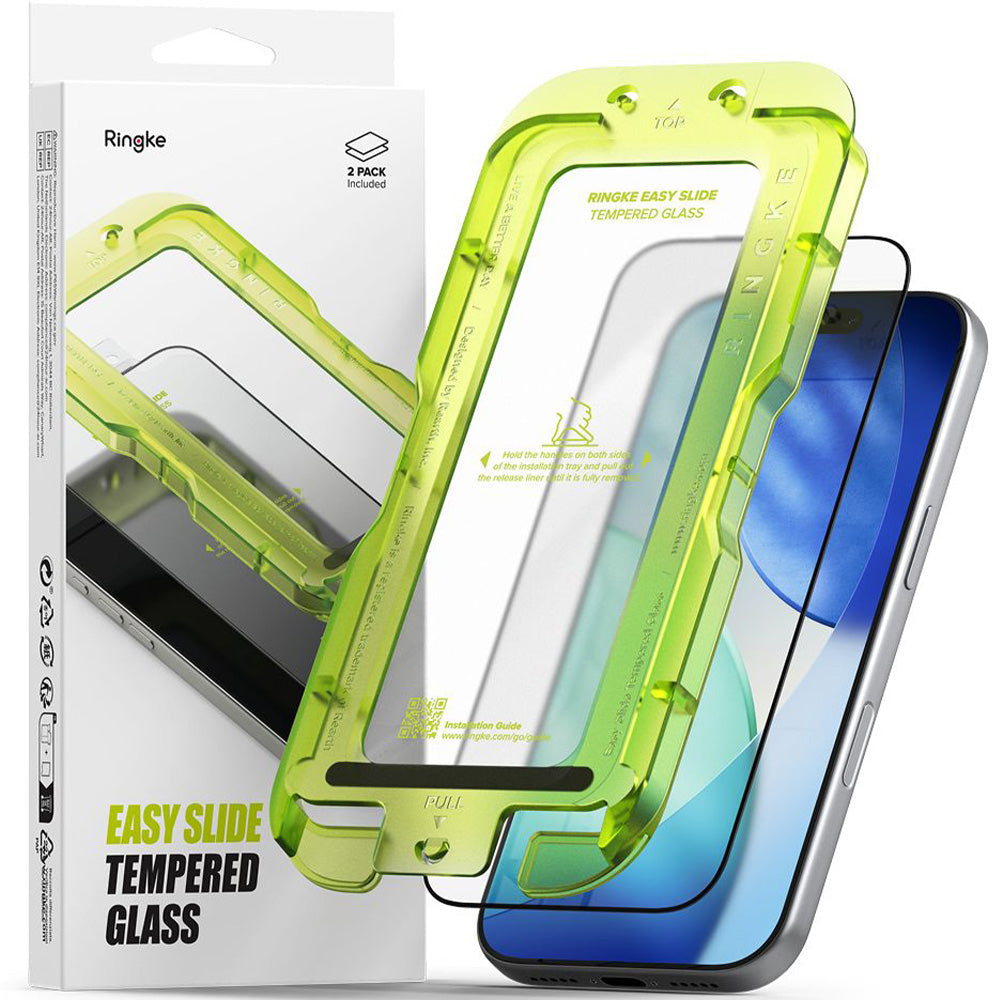 Gehärtetes Bildschirmglas mit Applikator für iPhone 17 Pro, Ringke Easy Slide, 2 Stück