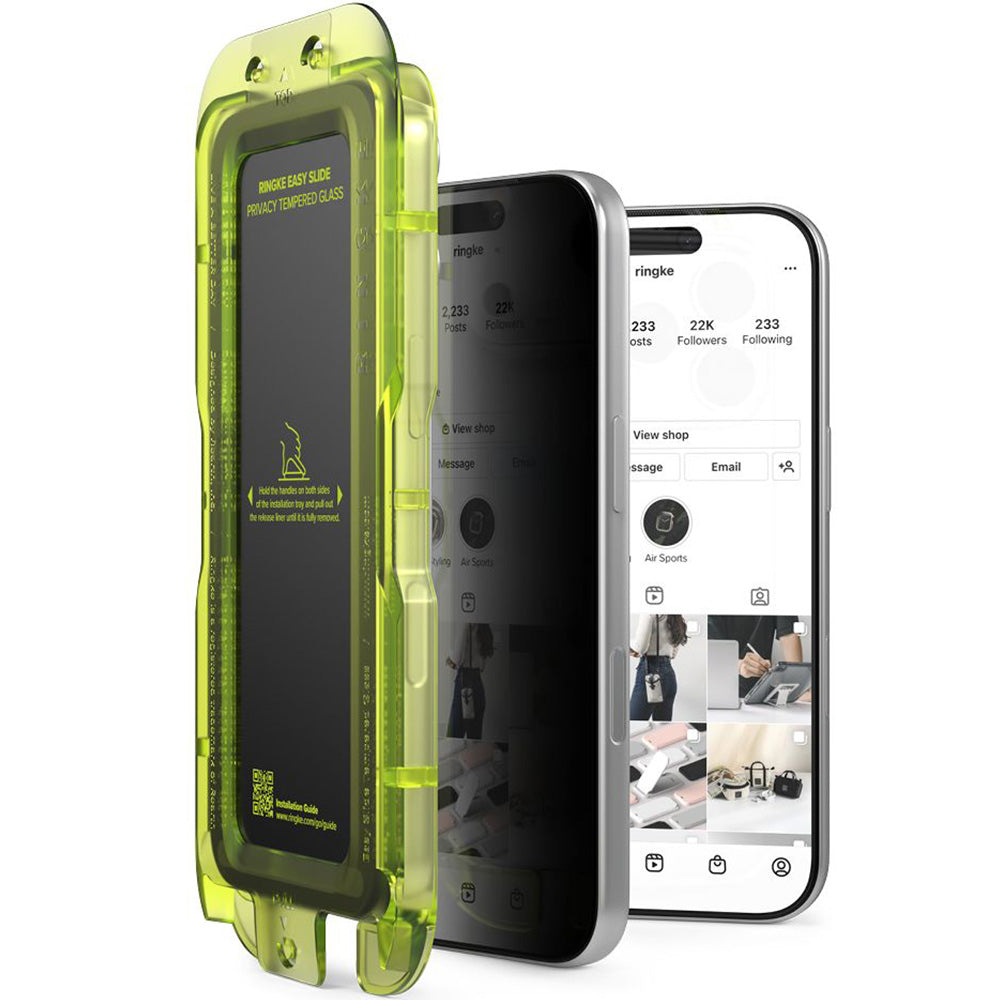 Sichtschutzglas mit Applikator für iPhone 17 Pro, Ringke Easy Slide Privacy, 2 Stück