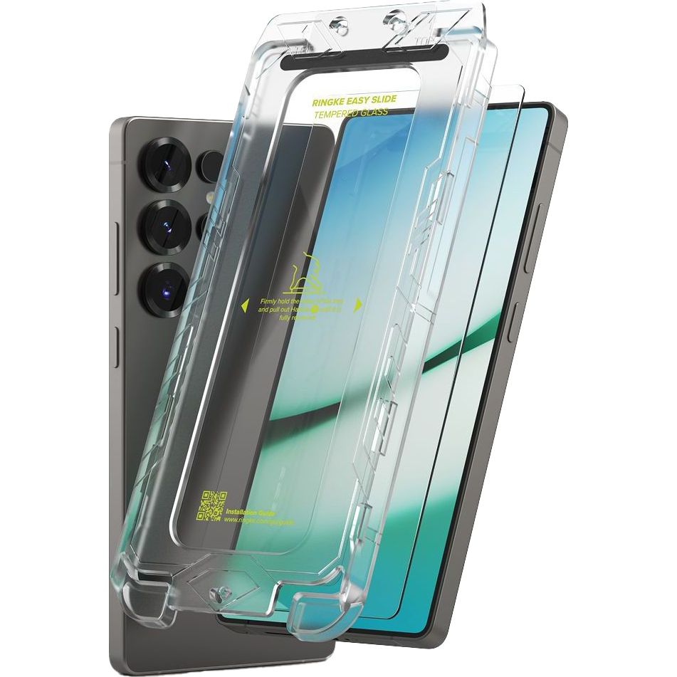 Gehärtetes Bildschirmglas mit Applikator für Samsung Galaxy S25 Ultra, Ringke Easy Slide, Transparent, 2 Stück