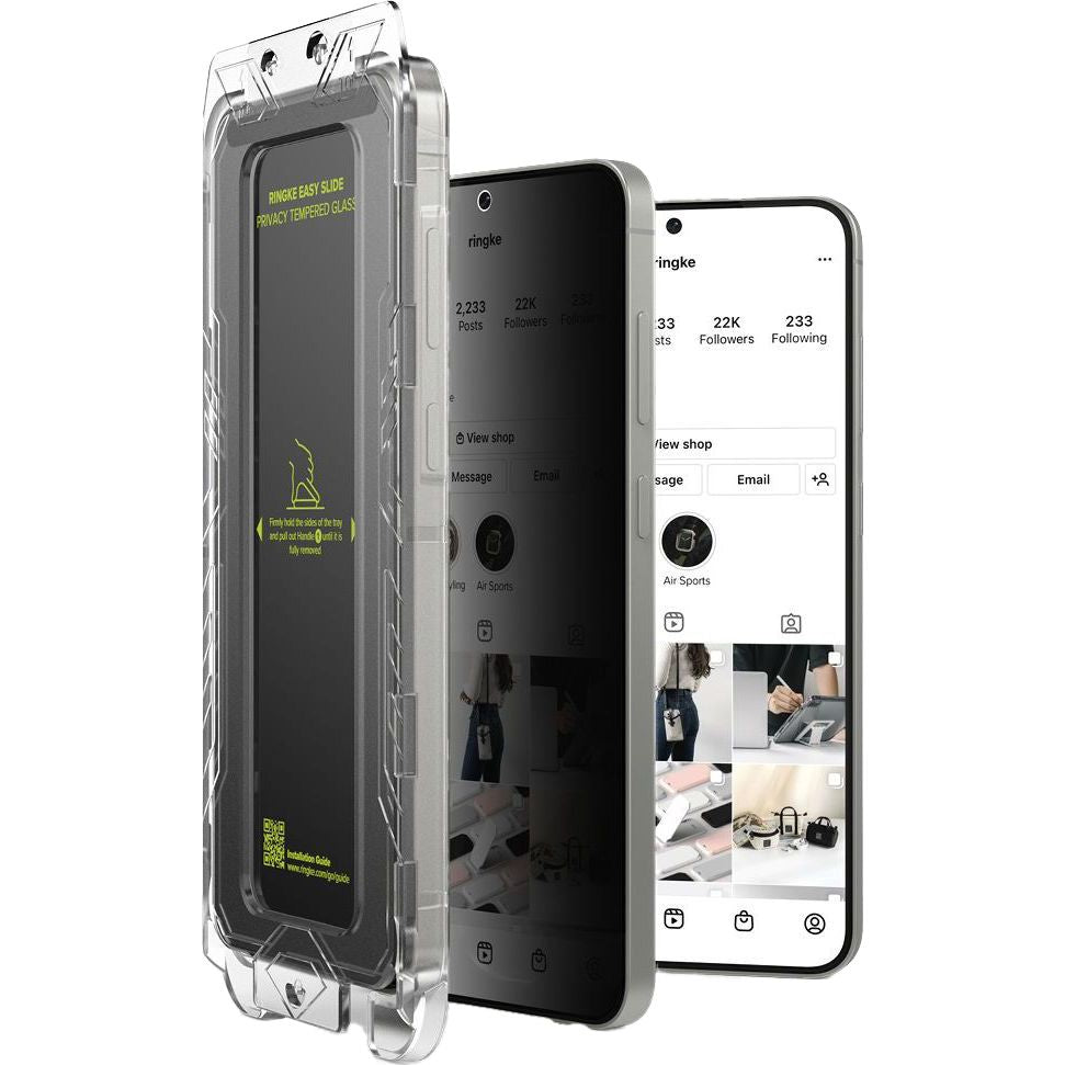Sichtschutzglas mit Applikator für Samsung Galaxy S25 Plus, Ringke Easy Slide, 2 Stück