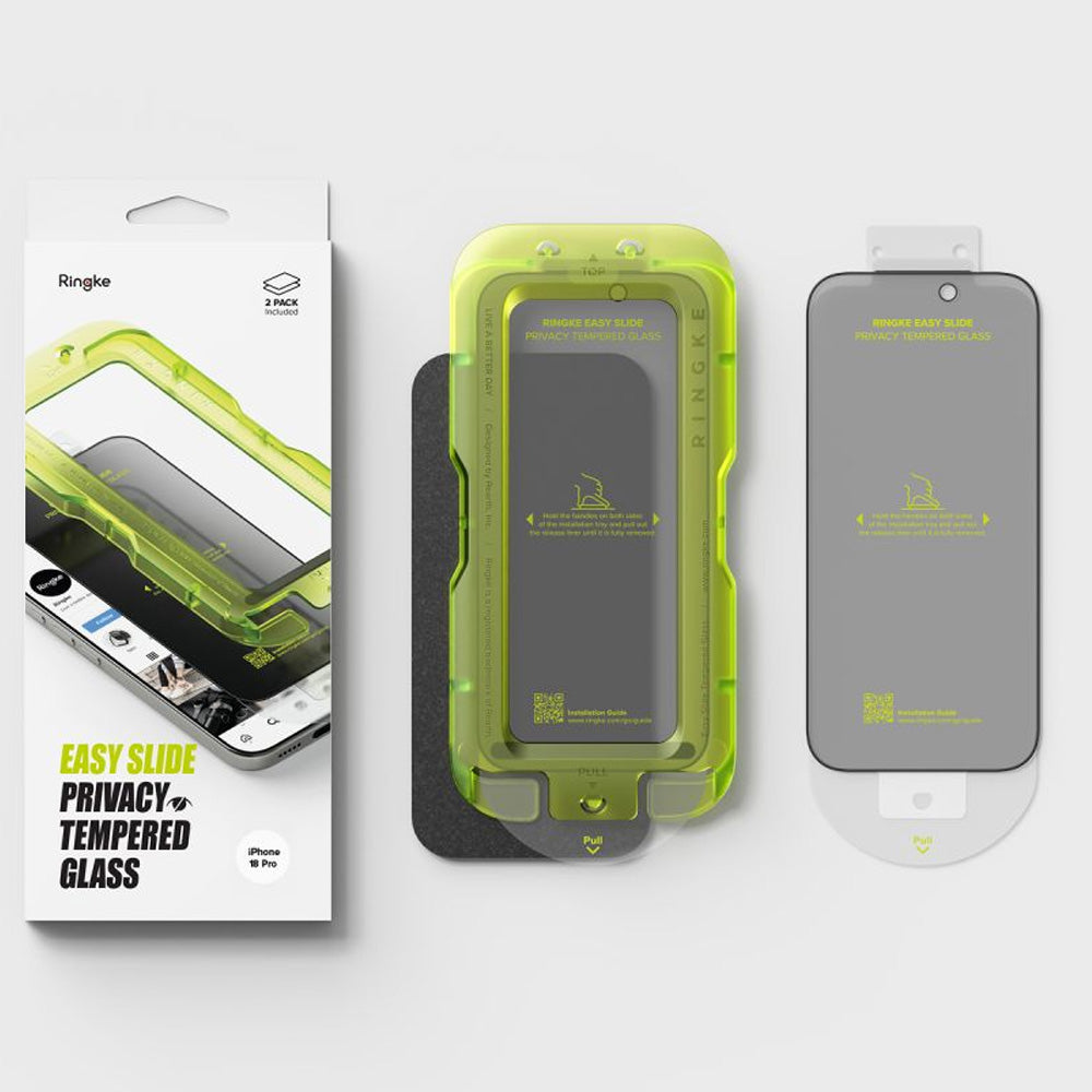 Sichtschutzglas mit Applikator für iPhone 18 Pro, Ringke Easy Slide, 2 Stück (5/6)