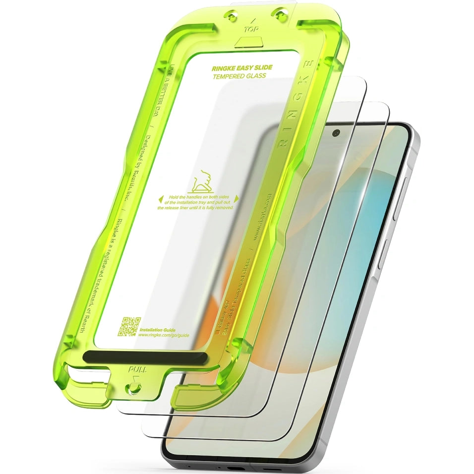 Gehärtetes Bildschirmglas mit Applikator für Galaxy A57 5G, Ringke Easy Slide, 2 Stück