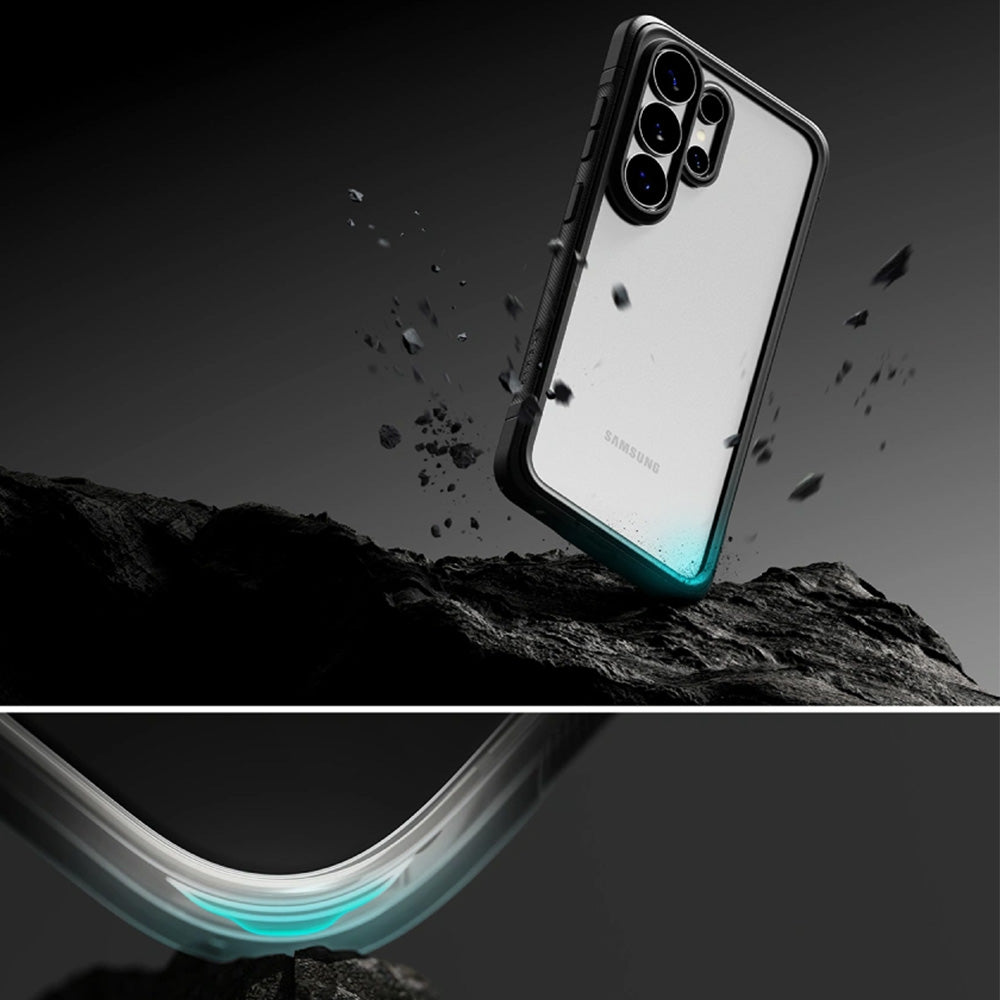 Handyhülle für Galaxy S26 Ultra, Ringke Fusion Bold, Transparent mit Schwarzen Rahmen