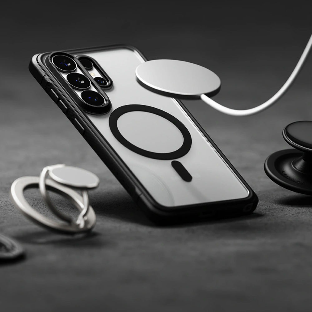 Handyhülle für Galaxy S26 Ultra, Ringke Fusion Bold Magnetic mit MagSafe, Transparent mit Schwarzen Rahmen