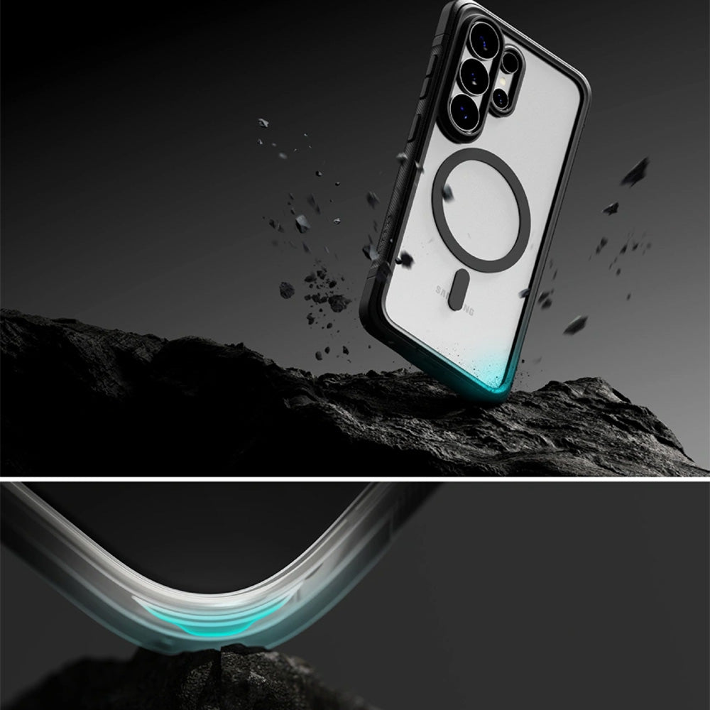 Handyhülle für Galaxy S26 Ultra, Ringke Fusion Bold Magnetic mit MagSafe, Transparent mit Schwarzen Rahmen