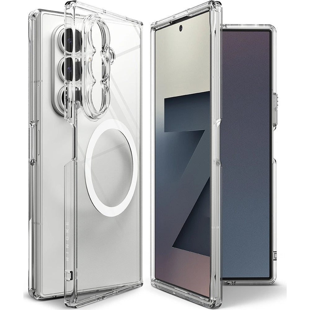 Handyhülle für Galaxy Z Fold7, Ringke Fusion Magnetic, Transparent-Weiß