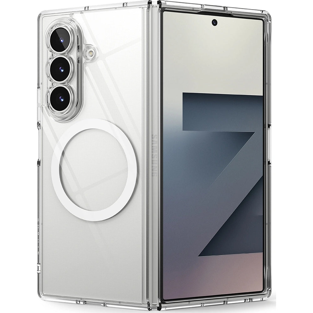 Handyhülle für Galaxy Z Fold7, Ringke Fusion Magnetic, Transparent-Weiß