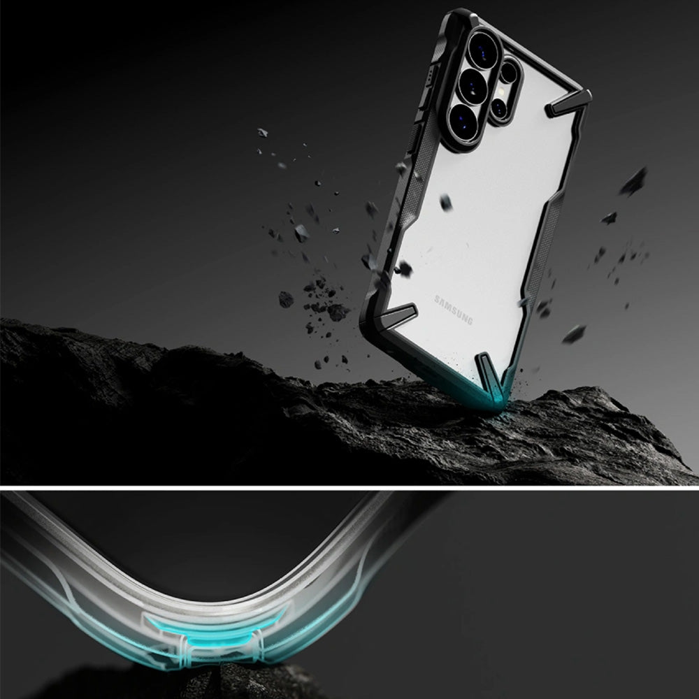Handyhülle für Galaxy S26 Ultra, Ringke Fusion X, Transparent mit Schwarzen Rahmen