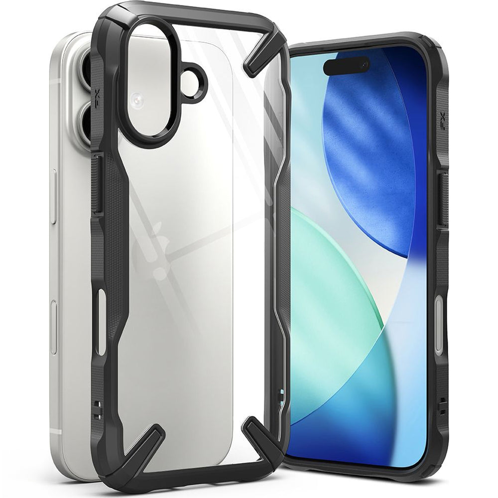 Handyhülle für iPhone 17, Ringke Fusion X, Transparent mit schwarzen Rahmen