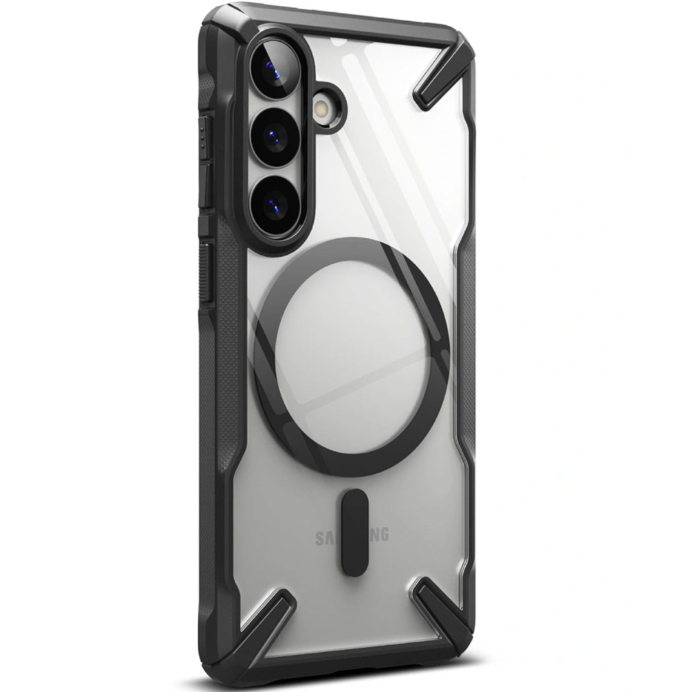 Handyhülle für Galaxy S26, Ringke Fusion X Magnetic mit MagSafe, Transparent mit Schwarzen Rahmen