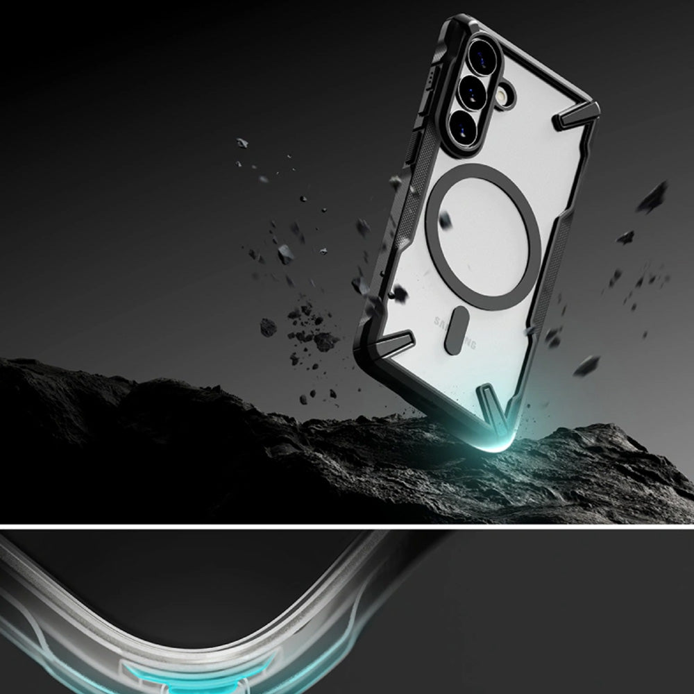 Handyhülle für Galaxy S26, Ringke Fusion X Magnetic mit MagSafe, Transparent mit Schwarzen Rahmen