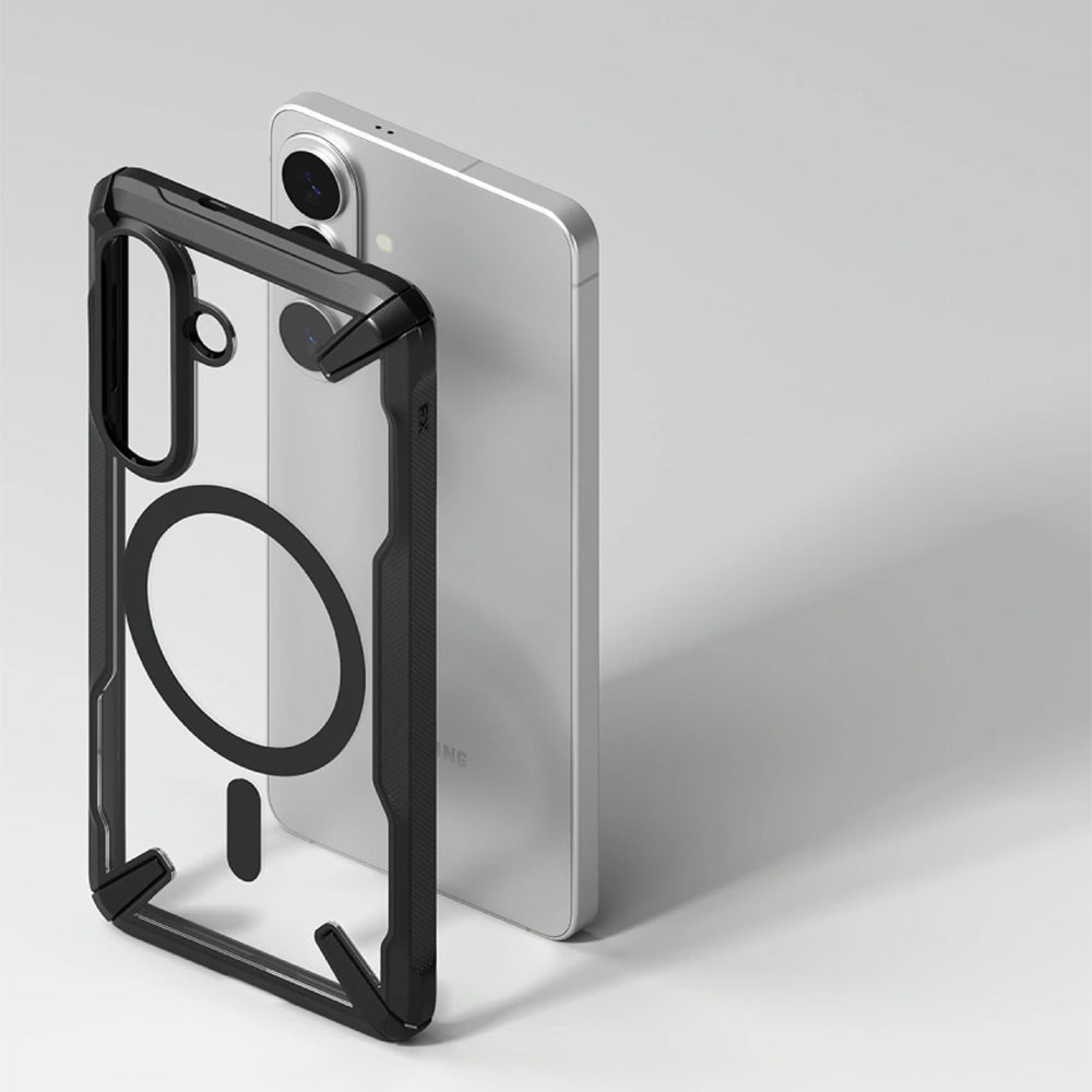 Handyhülle für Galaxy S26, Ringke Fusion X Magnetic mit MagSafe, Transparent mit Schwarzen Rahmen