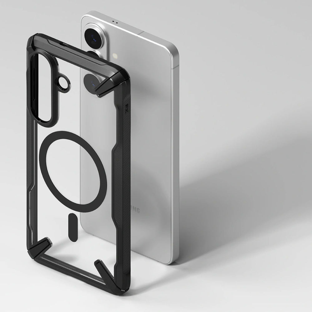 Handyhülle für Galaxy S26 Plus, Ringke Fusion X Magnetic mit MagSafe, Transparent mit Schwarzen Rahmen