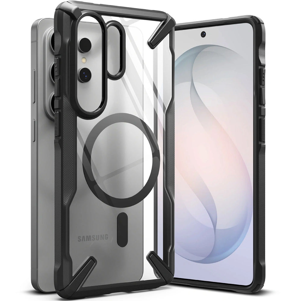 Handyhülle für Galaxy S26 Ultra, Ringke Fusion X Magnetic mit MagSafe, Transparent mit Schwarzen Rahmen