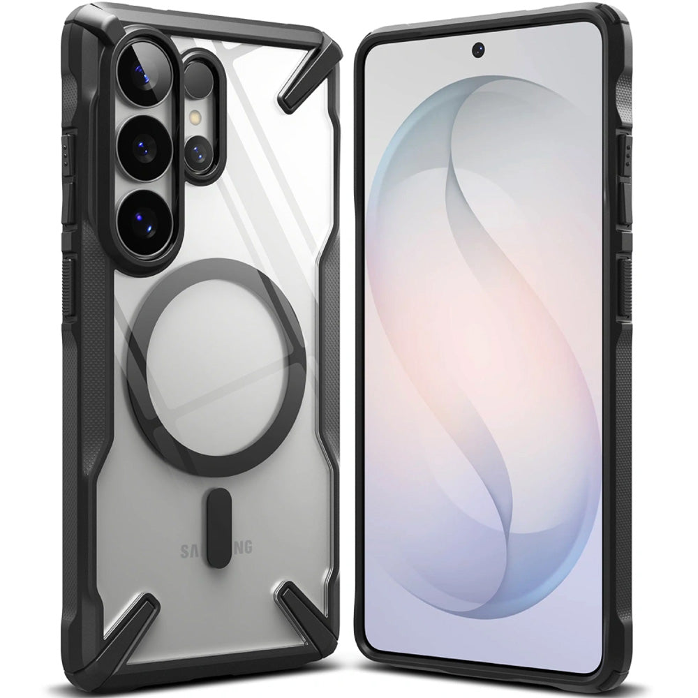 Handyhülle für Galaxy S26 Ultra, Ringke Fusion X Magnetic mit MagSafe, Transparent mit Schwarzen Rahmen
