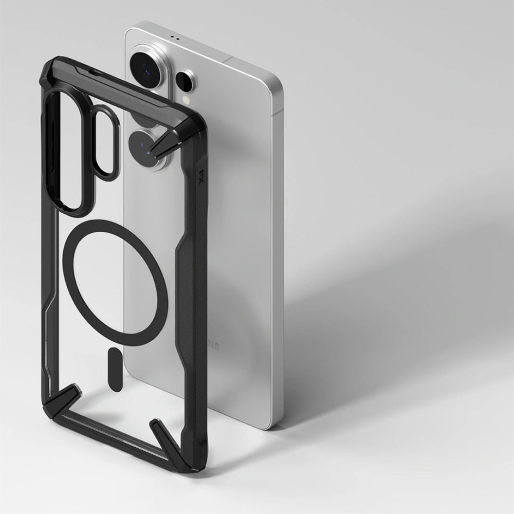 Handyhülle für Galaxy S26 Ultra, Ringke Fusion X Magnetic mit MagSafe, Transparent mit Schwarzen Rahmen