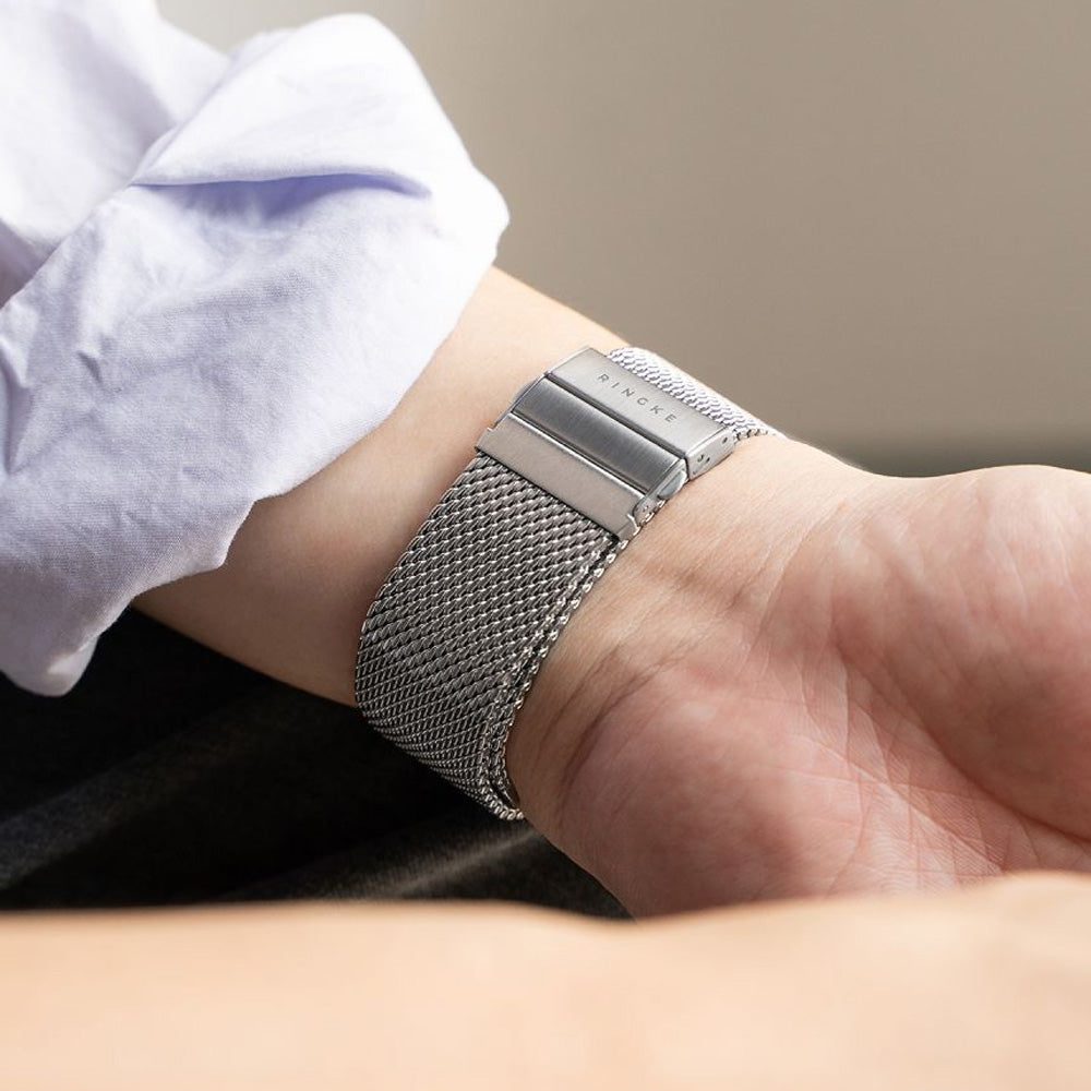 Edelstahl Armband für Apple Watch 44/45/46/49 mm, Ringke Metal One Mesh, Silbern (4/8)