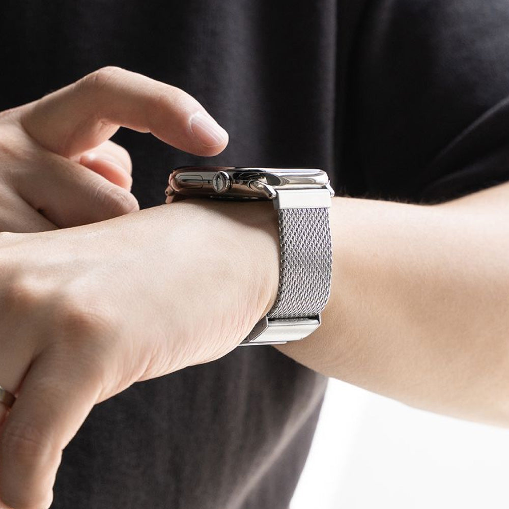 Edelstahl Armband für Apple Watch 44/45/46/49 mm, Ringke Metal One Mesh, Silbern (6/8)