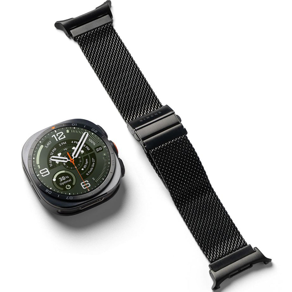 Edelstahl Armband für Galaxy Watch Ultra 2 47mm (2026) / 1 47mm (2025), Ringke Metal One Mesh, Schwarz (8/8)