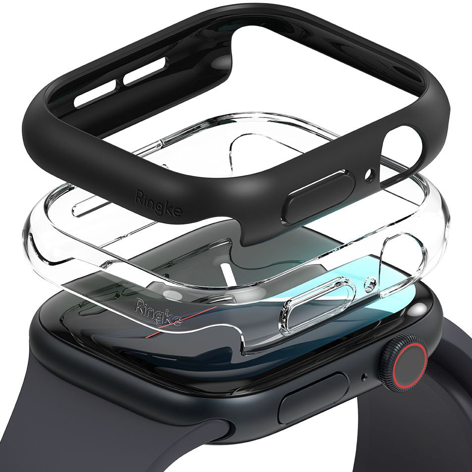 Schutzhülle Ringke Slim 2-pack für Apple Watch 11 / 10 (46 mm), Transparent und Schwarz