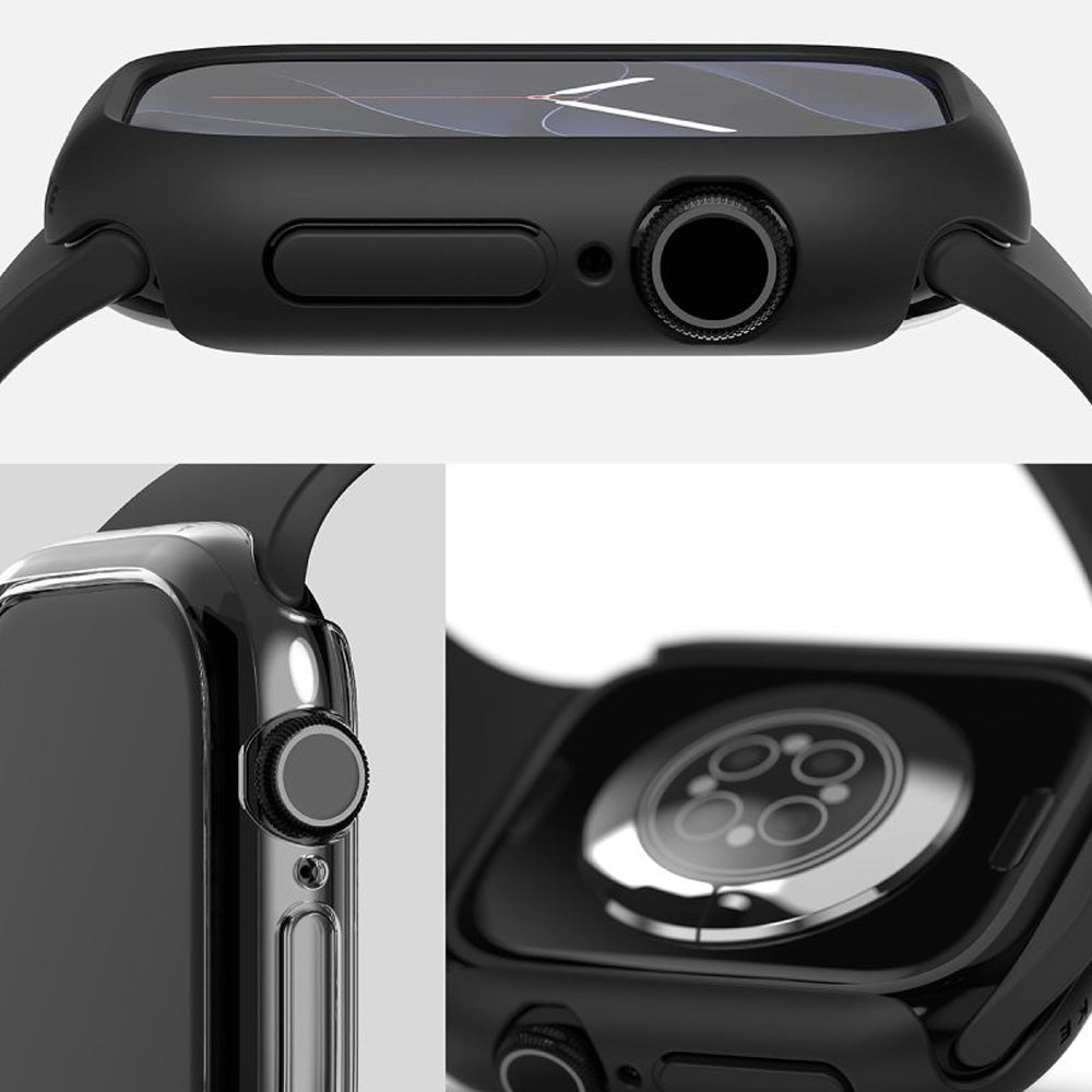 Hülle für Apple Watch Series 12 42mm, Ringke Slim, 2 Stück, Transparent, Mattes Schwarz (4/6)